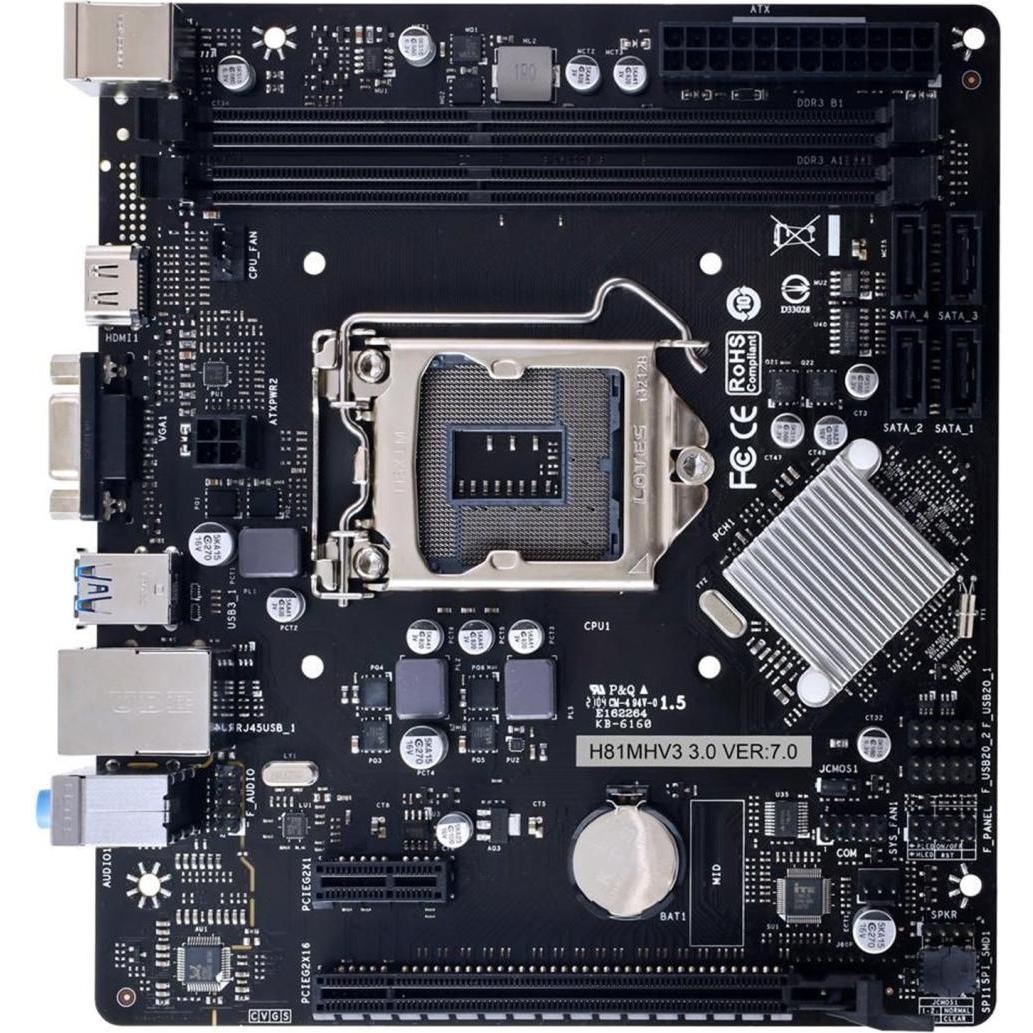 Biostar MB H81MHV3 V3.0 H81,S1150,mATX,DDR3,Intel (LGA 1150, Intel H81, mATX), Scheda madre