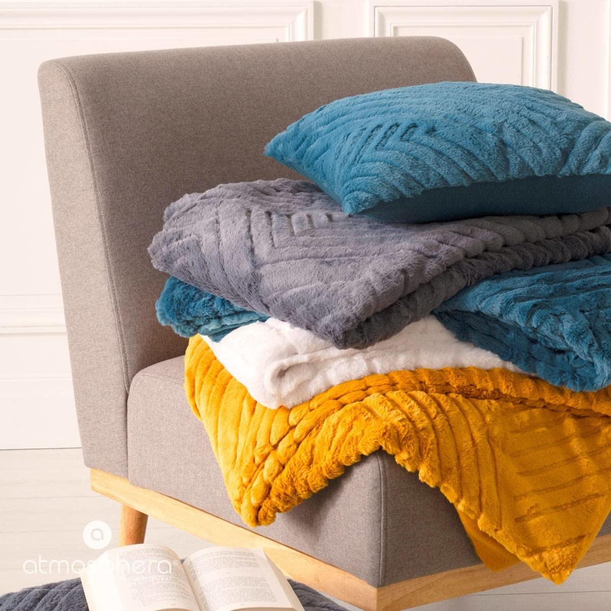 Thumbnail - Atmosphera, Decke, Decke Plaid Winter Rhombus Grau (230 x 180 cm) (230 x 180 cm)