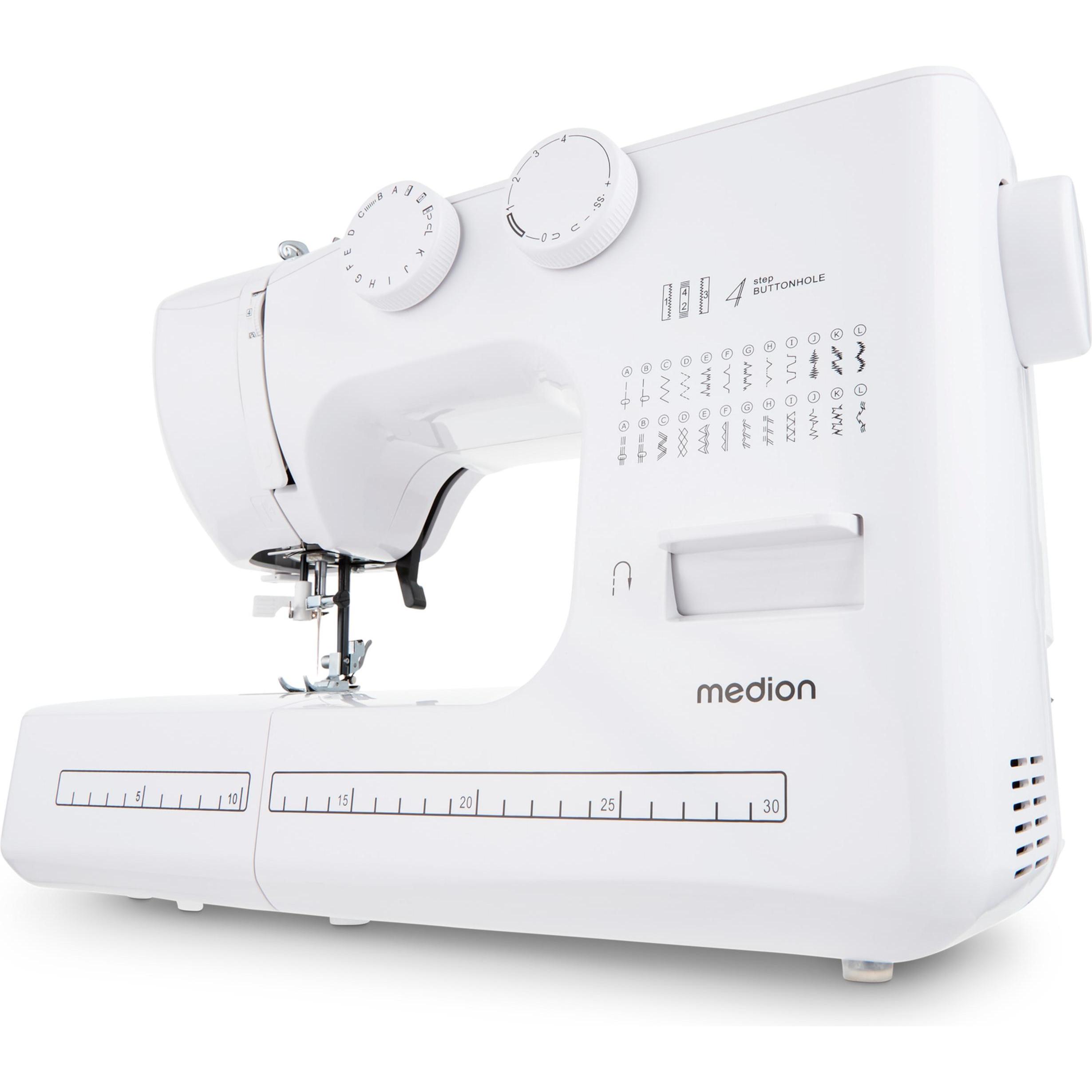 Medion Macchina Per Cucire A Braccio Libero Life SM60 (MD10689), Macchina Da Cucire, Bianco