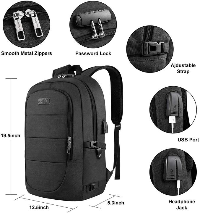 Actual product image Ambor Laptop backpack men, 17.3 inch with USB