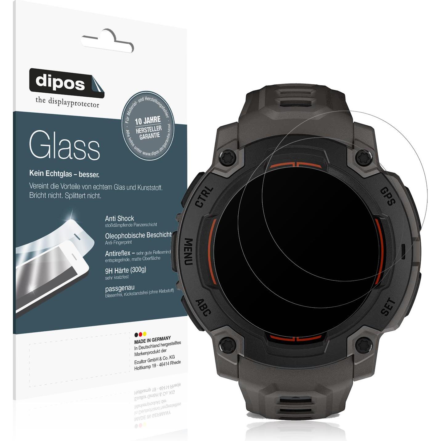 Dipos Anti-Shock Displayschutz Matt 9H, Smartwatch Schutzfolie, Transparent