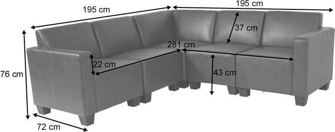 Actual product image Mendler Modular Sofa-System Couch-Garnitur Lyon 5, Kunstleder, rot (Corner sofa)
