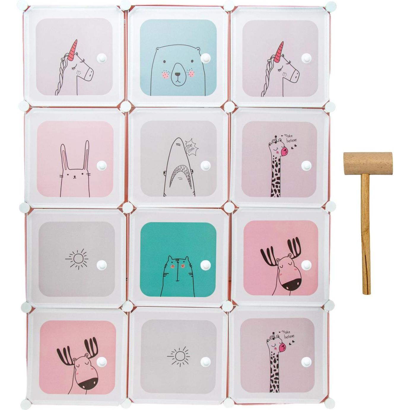 Intirilife, Kinderregal, DIY Steckregal mit 12 Türen