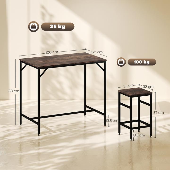 Image du produit Homcom Ensemble de tables de bar (100 x 60 x 88 cm)