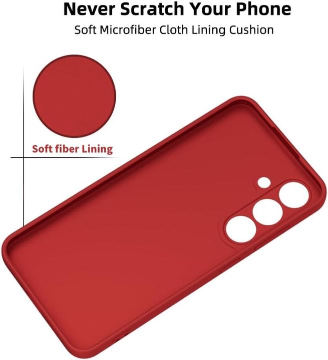 Immagine prodotto X-Level Samsung Galaxy S25 Plus - Custodia posteriore sottile, in silicone, rossa (Samsung Galaxy S25+)