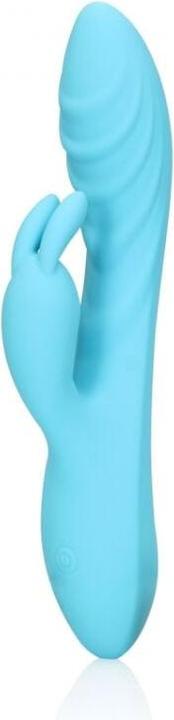 Produktbild Shots Ribbed Ultra Soft Silicone Rabbit Vibrator - Glacial Blue