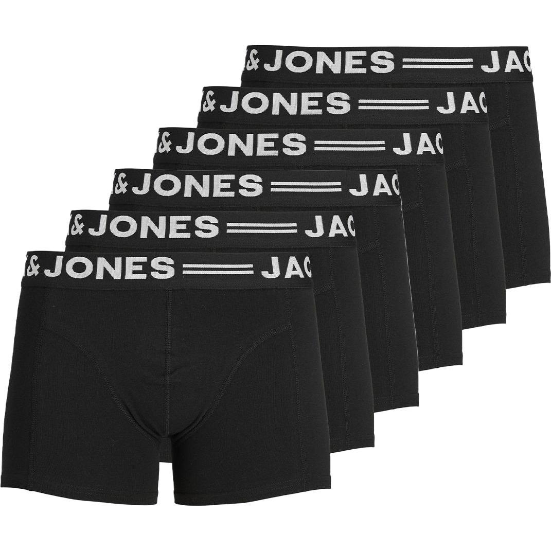 Jack & Jones, Herren, Unterhosen, 6er Pack Sense Retro Short / Pant, Schwarz, (L, 6er Pack)