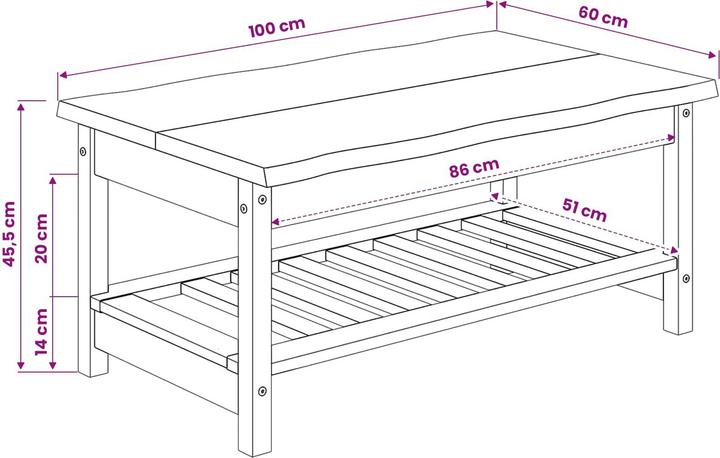Image du produit vidaXL Couchtisch (100 x 60 x 45.50 cm)