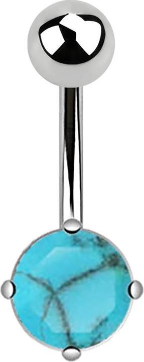 Produktbild Star Piercing Banane silber mit rundem türkis Stein (Mineralisch, ohne Messing, Chirurgenstahl 316L)