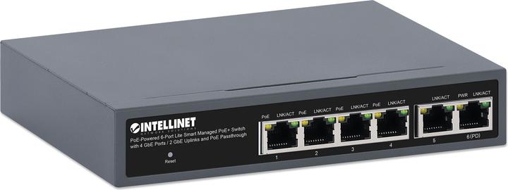 Produktbild Intellinet PoE-Powered 6-Port Lite Smart Managed PoE+ Switch 4xGbE 2xGbE-Uplink und PoE-Passthrough (6 Ports)