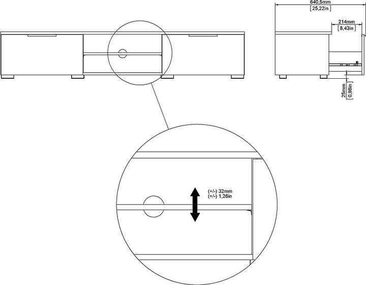 Actual product image Ebuy24 TV table Malika (173 x 40 x 33 cm)