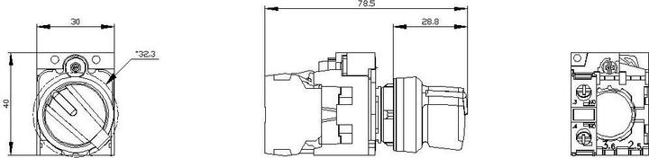 Produktbild Siemens Selector switch, 22mm, black, white