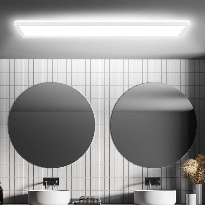 Produktbild Briloner Ultraflaches LED Panel mit Backlight + Microwave, IP44, Weiss (4800 lm)