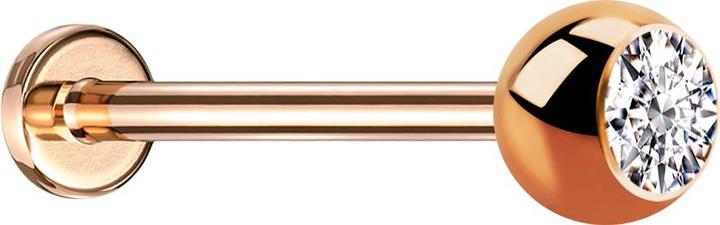 Produktbild Star Piercing Micro Threadless Labret rosegold mit Kugel Kristall silber (ohne Messing, Chirurgenstahl 316L)