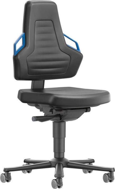 Produktbild Bimos Arbeitsdrehstuhl Nexxit Rollen Kunstlederpolster schwarz Grifffarbe blau 450-600 mm