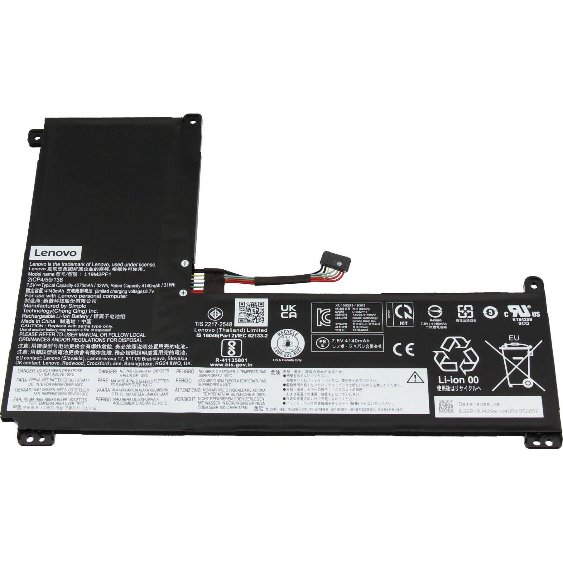 Lenovo L19M2PF1 (2 Zellen, 4270 mAh), Notebook Akku