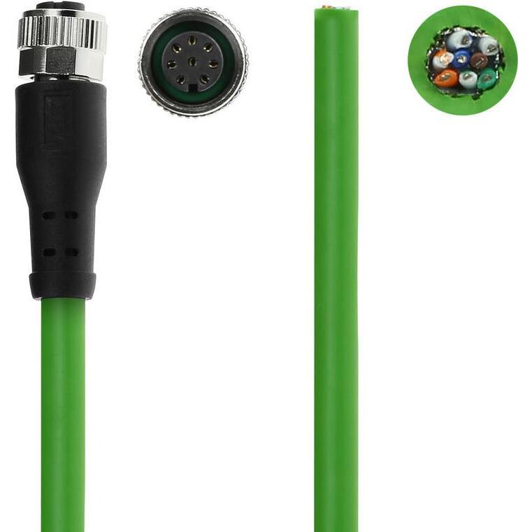 Thumbnail - ACT Industrial 5.00 meters Sensor cable M12A 8-pin female to open end, Ultraflex TPE cable, shielded, Elektronikkabel + ...