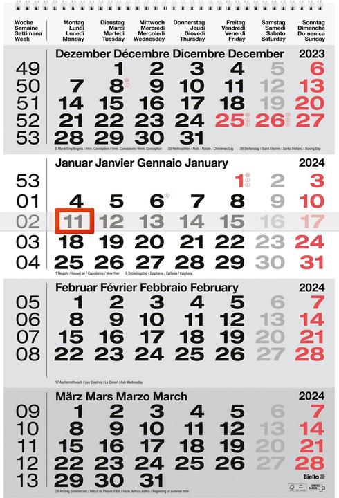 Image du produit Biella Calendrier sur 4 mois (31 x 47 cm)