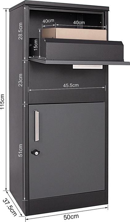 Actual product image Wiltec XPOtool parcel box Standing letter box anthracite 50x39x12cm Parcel box at home steel