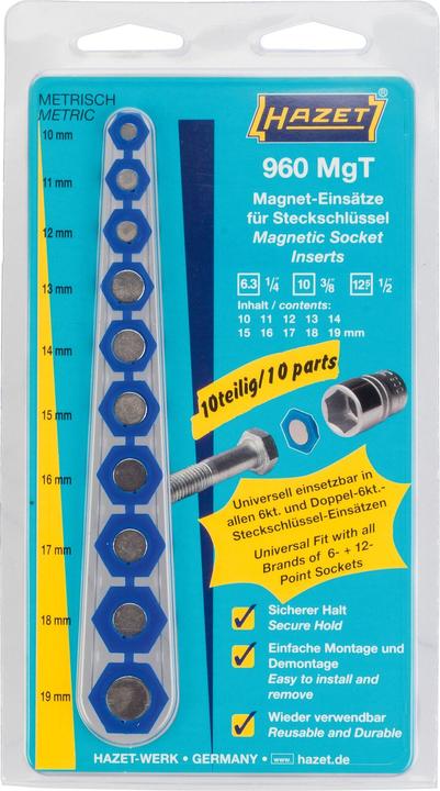 Actual product image HAZET Magnetic insert ∙ for sockets 960MGT ∙ Outside hexagon profile (14 mm, 18 mm, 11 mm, 12 mm, 17 mm, 15 mm, 13 mm, 16 mm, 10 mm)