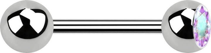 Image du produit Star Piercing Barbell argent avec boule et boule de cristal multicolore (Titane G23, sans laiton)
