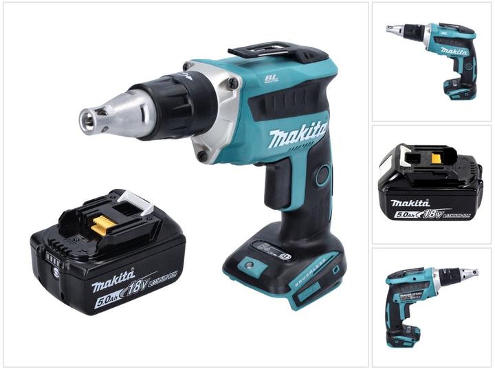 Produktbild Makita DFS 452 T1 Akku Schnellbauschrauber 18 V Brushless + 1x Akku 5,0 Ah - ohne Ladegerät (Bohrschrauber)