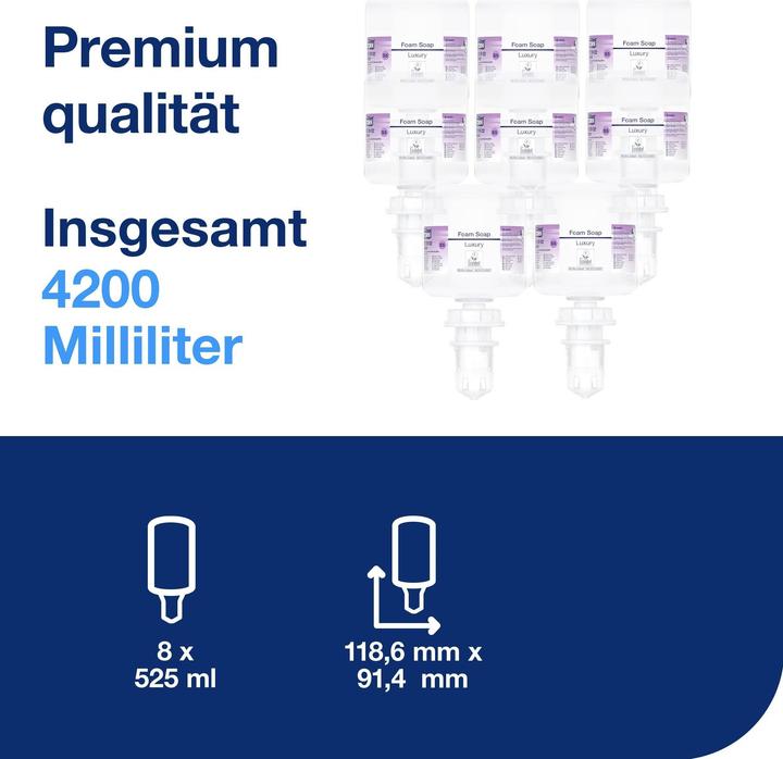 Produktbild Tork Luxe Mini Schuimhandzeep S5 Industrieel afgesloten fles 8 x 525 ml 525902 (525 ml)