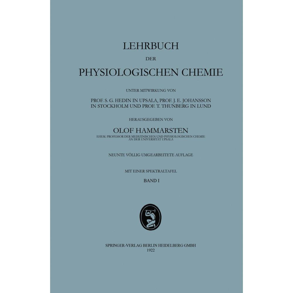 Lehrbuch der Physiologischen Chemie, 2 Tle., Fachbücher von Olof Hammarsten