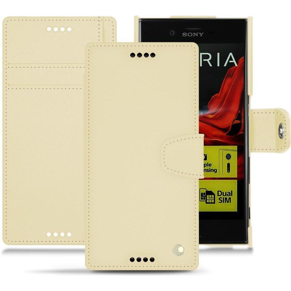 Noreve Lederschutzhülle Wallet (Sony Xperia XZ), Smartphone Hülle, Beige