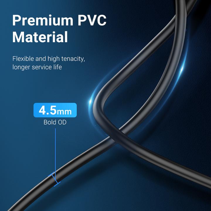 Image du produit Vention Câble d'extension USB 2.0 mâle vers femelle CBIBH 2m Black PVC (2 m, USB 2.0)