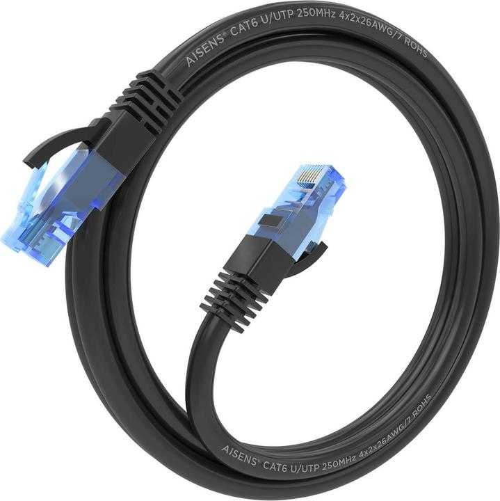 Actual product image Aisens CABLE RED LATIGUILLO RJ45 CAT.6 UTP AWG26 CCA NEGRO 1.0M (U/UTP, CAT6, 1 m)