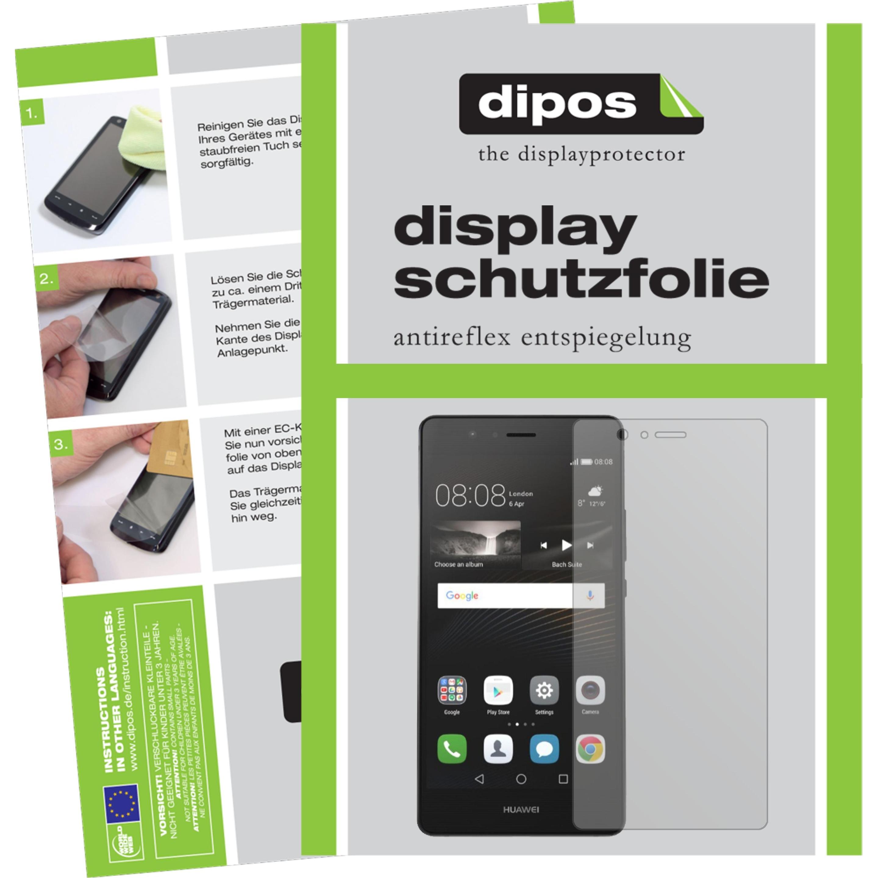 Dipos Displayschutzfolie Antireflex (2 Stück, Huawei P9 Lite), Smartphone Schutzfolie, Transparent
