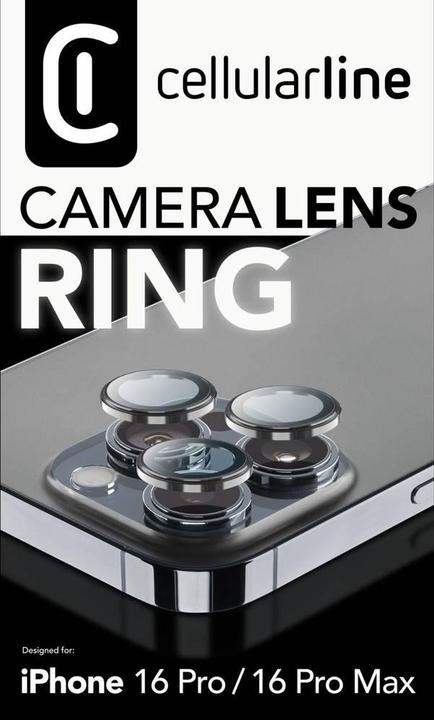 Actual product image Cellularline Camera Lens Ring - iPhone 16 Pro / 16 Pro Max Tempered glass for camera protection (1 pcs., Apple iPhone 16 Pro, Apple iPhone 16 Pro Max)
