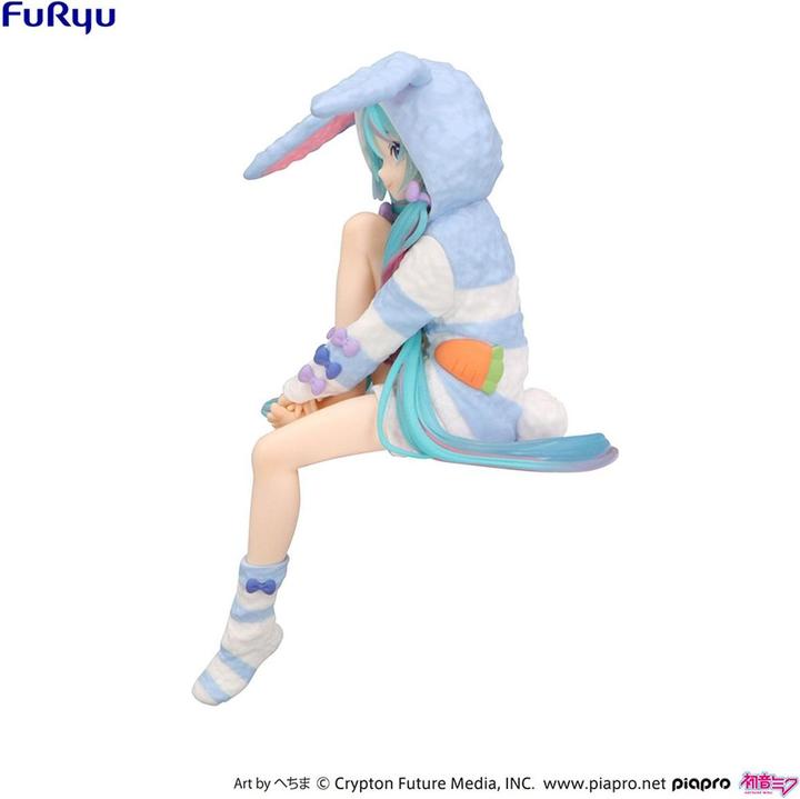 Produktbild Furyu Hatsune Miku Noodle Stopper PVC Statue Hatsune Miku Rabbit Ear Hood Pajama Blue Color Ver. 14 cm