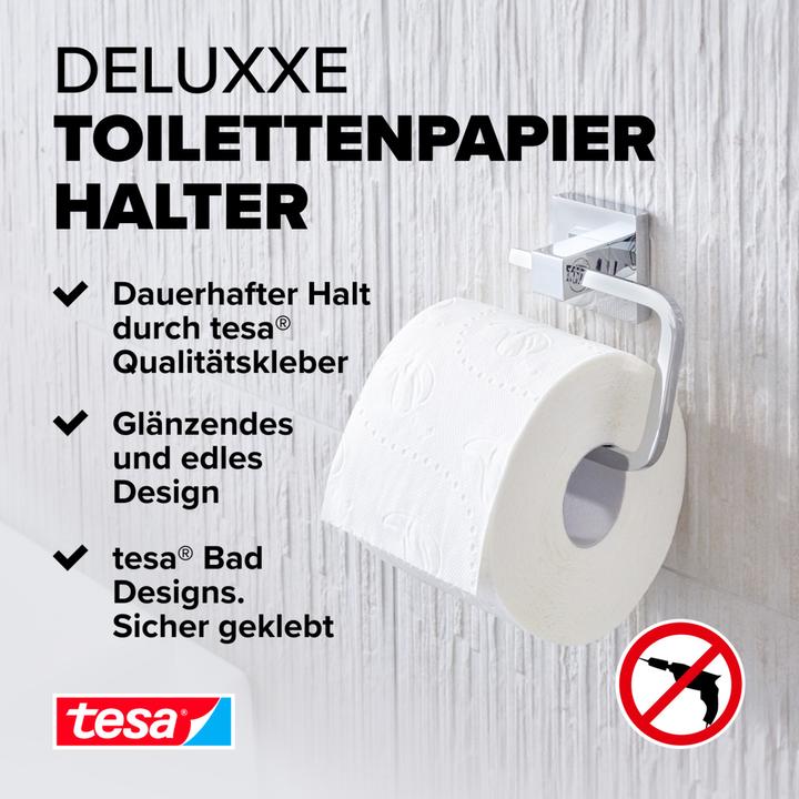 Actual product image tesa DELUXXE toilet roll holder incl. adhesive solution without drilling