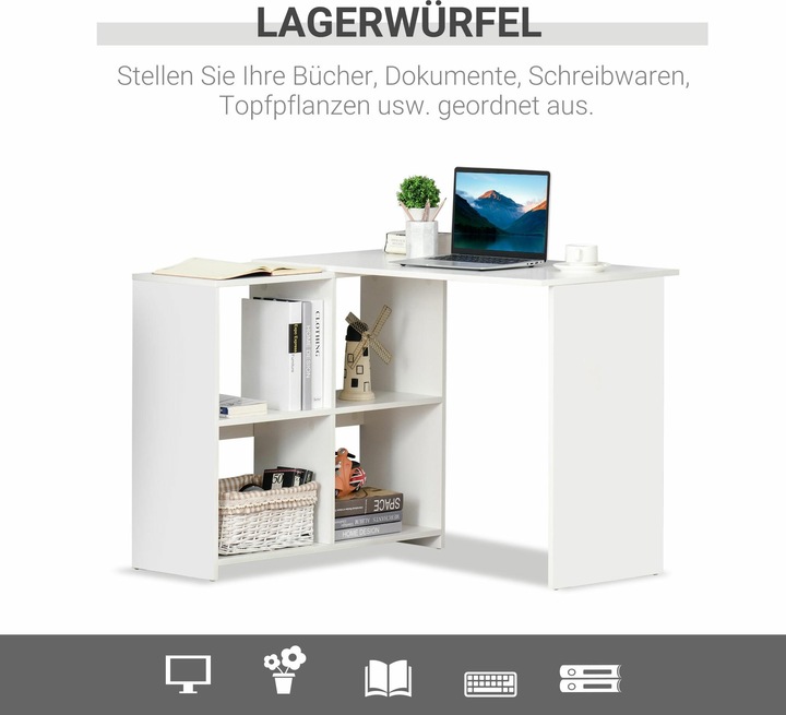 Actual product image Homcom Corner Desk Desk with Shelf (100 x 90 x 75 cm)