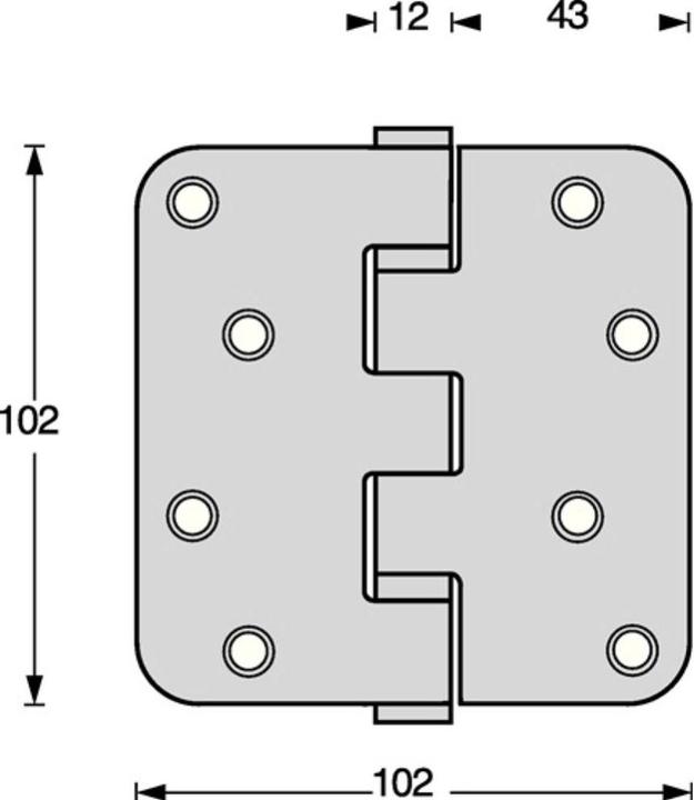 Actual product image Intersteel Ball bearing door hinge stainless steel rounded 102x102 mm DIN left / right matt pull-out pin