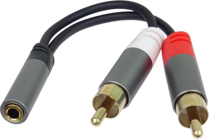 Produktbild PremiumCord kabel HQ Jack 3.5mm Female - 2x CINCH Male 15cm (0.15 m, Cinch Kabel)