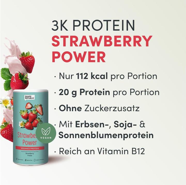 Image du produit Shape Republic 3K Protein vegan fraise 420 g (Fraise, 1 x, 420 g)