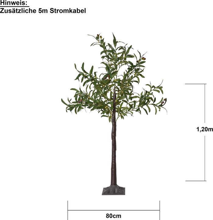 Image du produit Star Trading Arbre de décoration Olivec, 108 LED, 120 cm, vert (51 lm, IP44)