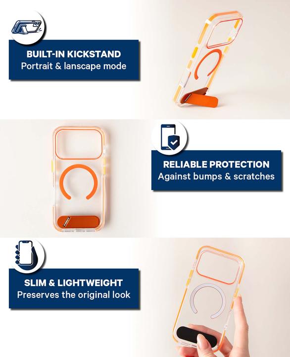 Actual product image Deltalabs Iphone 17 Pro Cover Durchsichtig/Orange (Apple iPhone 17 Pro)