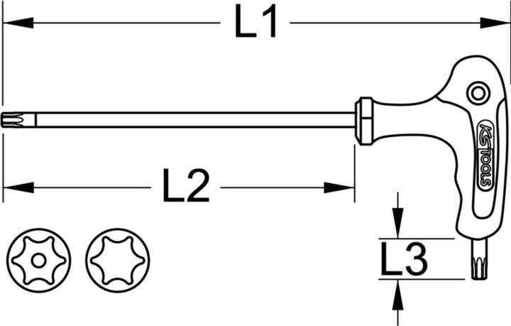 Actual product image KS Tools Angle pin wrench T-handle