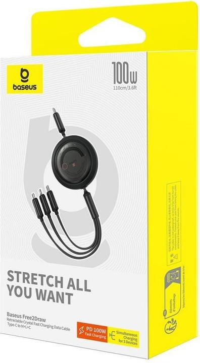 Actual product image Baseus USB type C - Micro USB B, Lightning, USB type C (1.10 m, USB 2.0, 100 W)