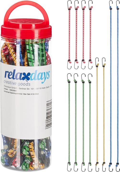 Image du produit Relaxdays Jeu de 12 cordons élastiques de 4 tailles