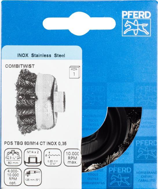 Produktbild Pferd COMBITWIST Topfbürste gezopft TBG Ø 80mm M14 Edelstahl-Draht-Ø 0,35 mm Winkelschleifer