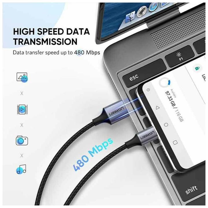 Produktbild Ugreen USB-C zu USB-A 2.0 Kabel (3 m, USB 2.0, 20 W)