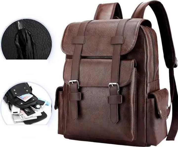 Produktbild Only-Bags.Store PU-Lederrucksack, hochwertiger Rucksack mit hoher Kapazität, modischer Reiserucksack, wasserdichte