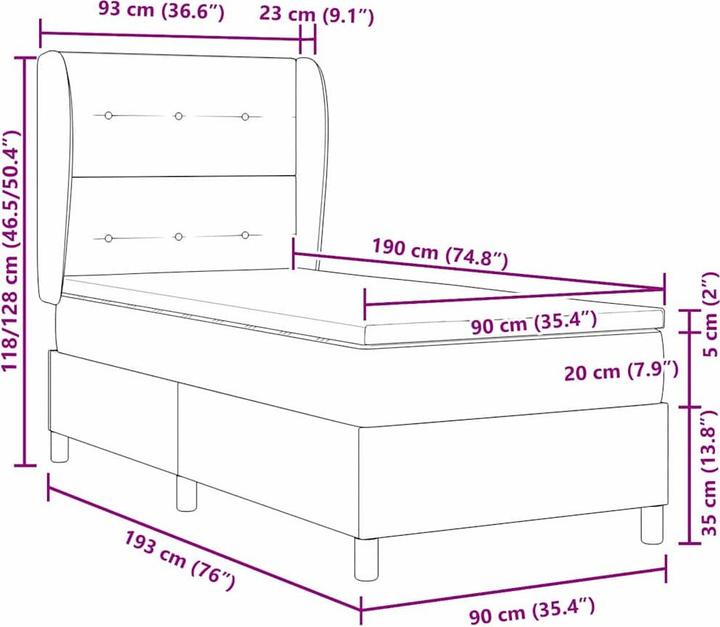 Produktbild vidaXL Boxspringbett (90 x 190 cm)