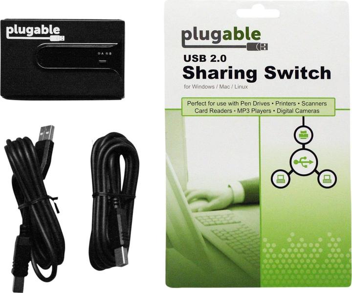 Produktbild Plugable USB 2.0 Port Sharing Switch (USB-B, 2 Ports)