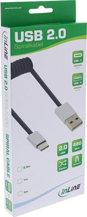 Actual product image InLine USB 2.0 spiral cable (1 m, USB 2.0)